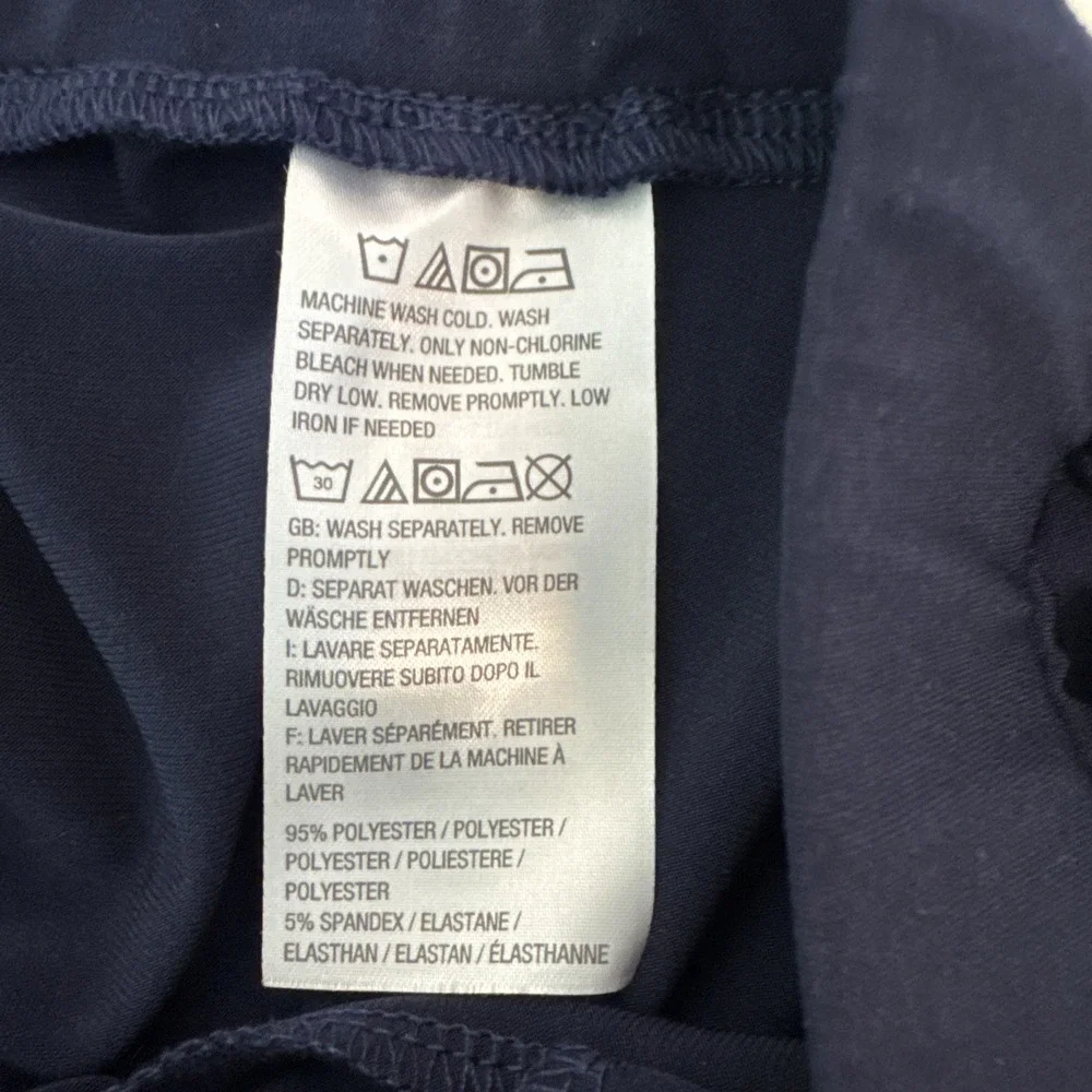 Susan Graver Liquid Knit Sailor Pants Navy Blue Button Trim Wide Leg Plus 1X